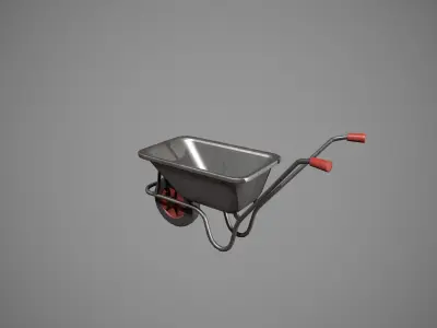 Metal - Red Wheelbarrow Low-poly 3D model
