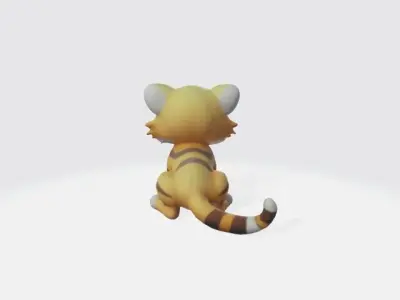 A cute cartoon tiger cub with large eyes  3D model