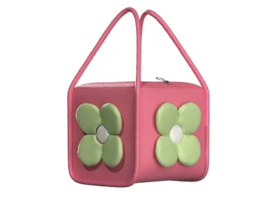 Pink Leather Flower Box Bag 3D model