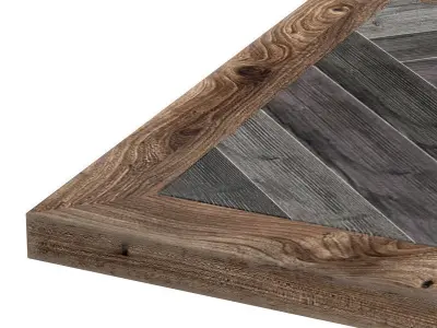 Cast Iron and Wood Restaurant Table Square 3D model