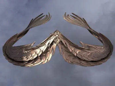 Spiral Elements Wings Curved 3D model