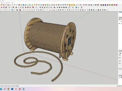 WOODEN ROPE PULLEY Low-poly 3D model