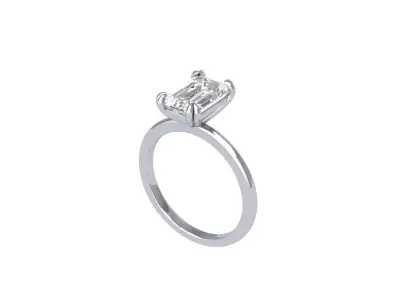 Emerald Solitaire Art Deco Ring 3D print model 3