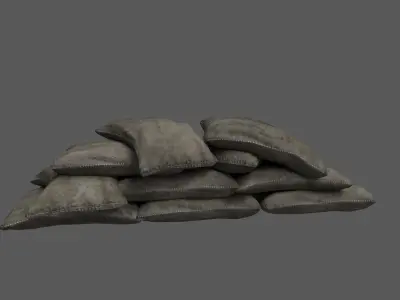 Military Sandbags Low-poly 3D model