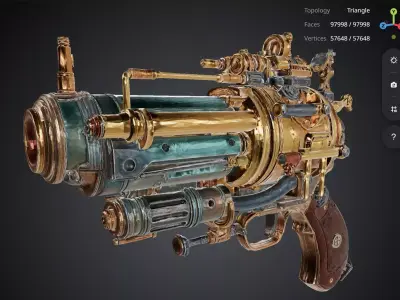 Steampunk Pistol 3D model buy