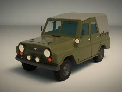 Low Poly Military Jeep 04 Low-poly 3D model