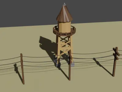 Water Tower 3D Model Free low-poly 3D model