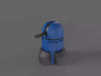 PBR Turret Gun 06 Blue Low-poly 3D model
