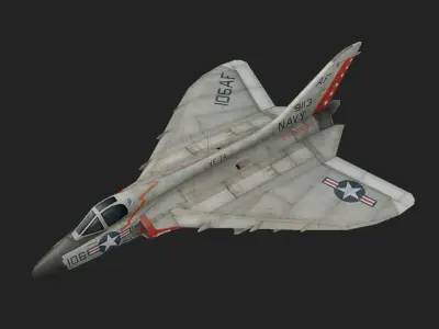  Douglas F4D Skyray jet fighter Hand painted game model Low-poly 3D model