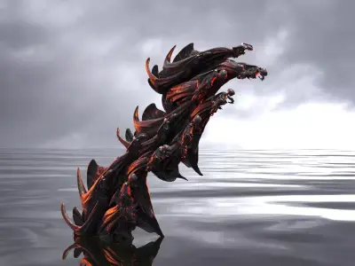 Scull Ghosts Sculptures floating  3D model