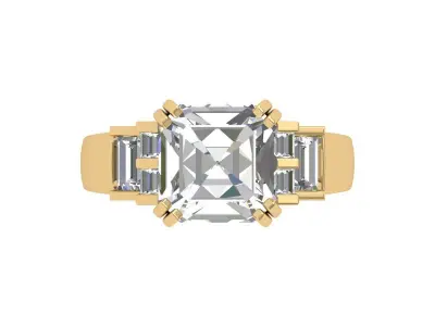 Asscher Solitair Ring 3D print model shop
