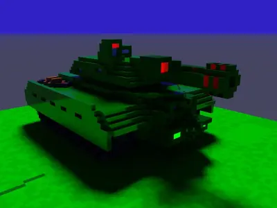 Voxel tank Low-poly 3D model