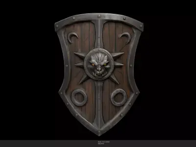 Stylized Beast Shield Game Ready - AI Low-poly 3D model