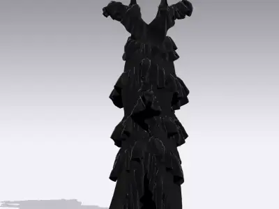 dress black ruffled 3D model