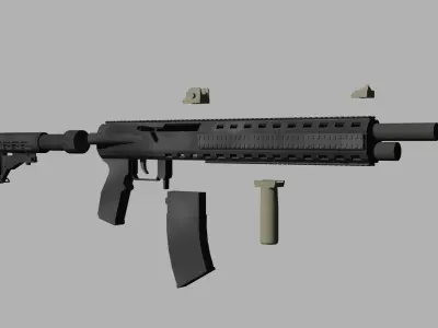 Tactical modern semy-automatic shotgun Low-poly 3D model