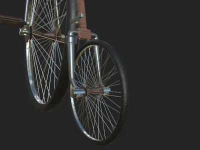 Classic bicycle of the 19th century Low-poly 3D model