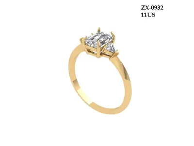Emerald 3-Stone-Ring 3D print model