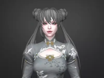 fighter girl 3D model