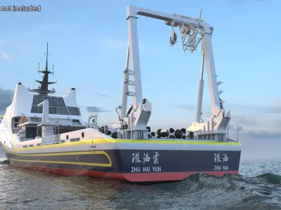 Zhu Hai Yun Ship with Underwater Drones on Board 3D model purchase