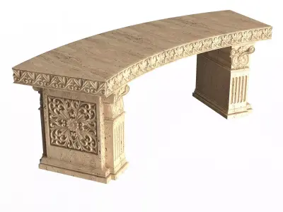 Stone Bench 02 Curved Low-poly 3D model