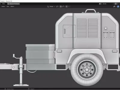 Towable Power Generator Low-poly 3D model