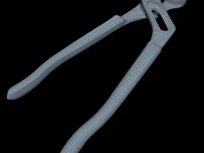 Wrench Low Poly old pliers Low-poly 3D model