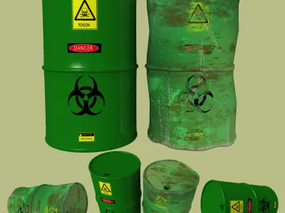 Industrial Barrels FBX and OBJ 3D model