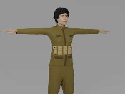 WWI Soldier Man Low-poly 3D model