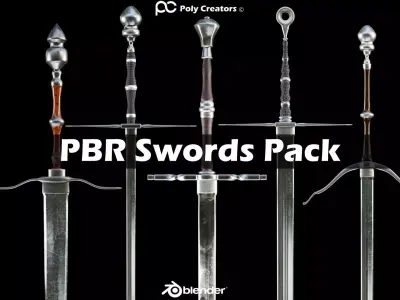 PBR Swords Pack Low-poly 3D model