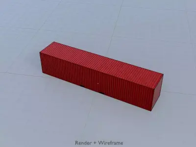 Cargo Container traffic red 40ft Low-poly 3D model