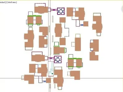 town Chinese style commercial residential buildings 3D model
