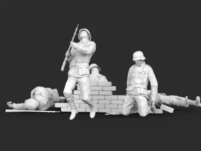 soldiers group of people 3D print model