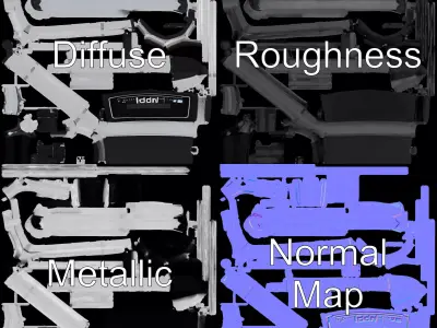 Chrome Rowing Machine model pack Low-poly 3D model