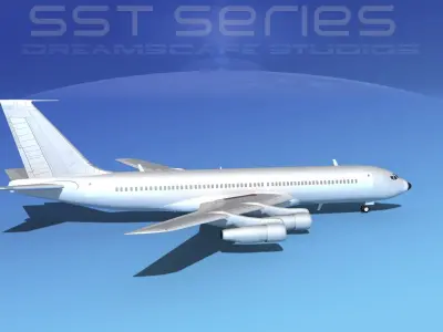 Boeing 707-320 SS bare metal 3D model