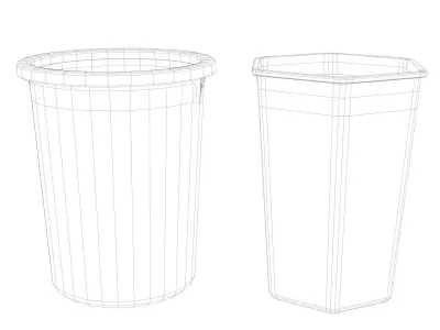 Trashcan two plastic trash cans 3D model