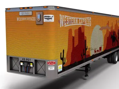 Dry van semi trailer Low-poly 3D model