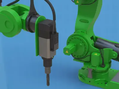 Robotic Arm for Precision Drilling Green Rigged for Maya 3D model