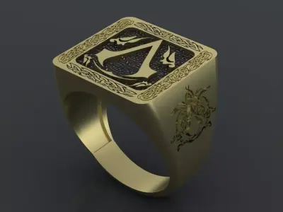 Ring with the Assasin simbols for cnc or  3D print model