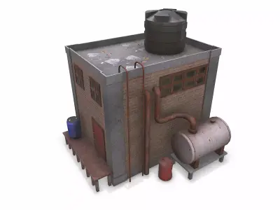 Abandoned Small Warehouse Exterior Low-poly PBR Low-poly 3D model