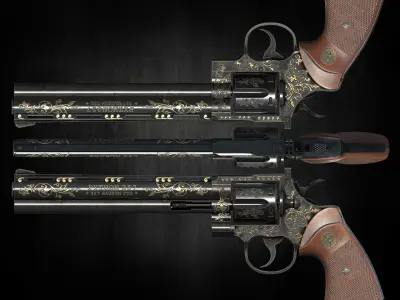 Python 357 low poly game ready Low-poly 3D model