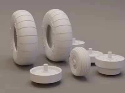 Ju-87 Stuka Wheel Set 3D print model
