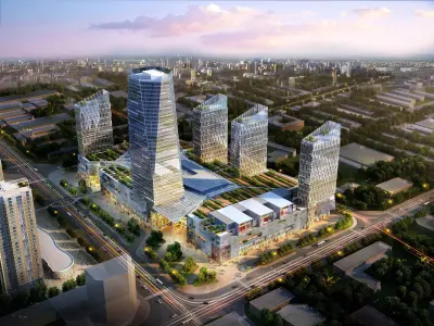 3Dmax fashion city commercial square building 147 3D model