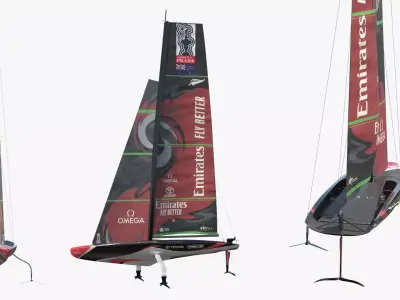 Omega Sponsored Racing Yacht AC75 Red 3D model