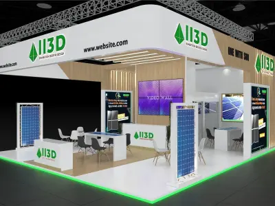 Exhibition Stand Stall Three Side Open 8X9 3D model