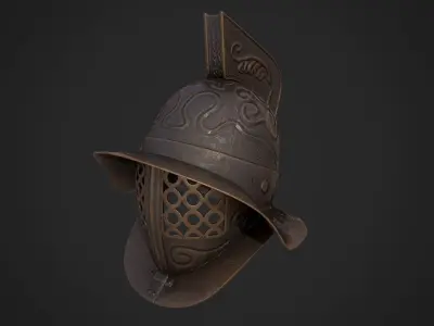 Murmillo gladiator helmet Low-poly 3D model