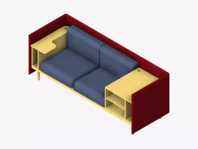 Sofa - Contemporary - Flame - Medium - Corner Shelf Low-poly 3D model buy