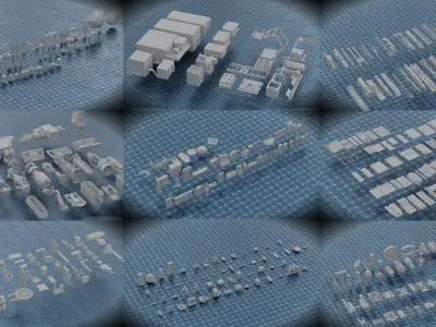 450 PART SCIFI KITBASH Low-poly 3D model