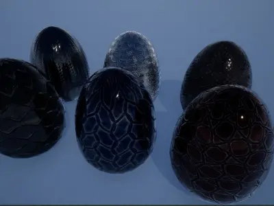 Lowpoly Whole and Hatched Dragon-Creature Eggs Low-poly 3D model