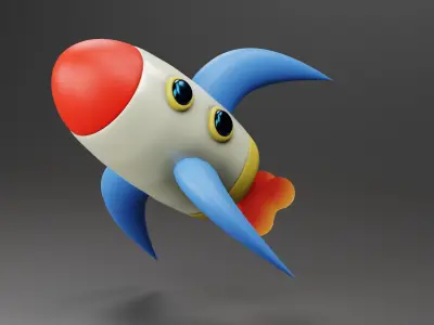 Cartoon rocket 3D model get
