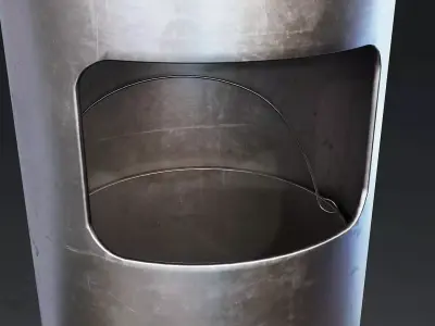 Metal Trash Can Low-poly 3D model shop
